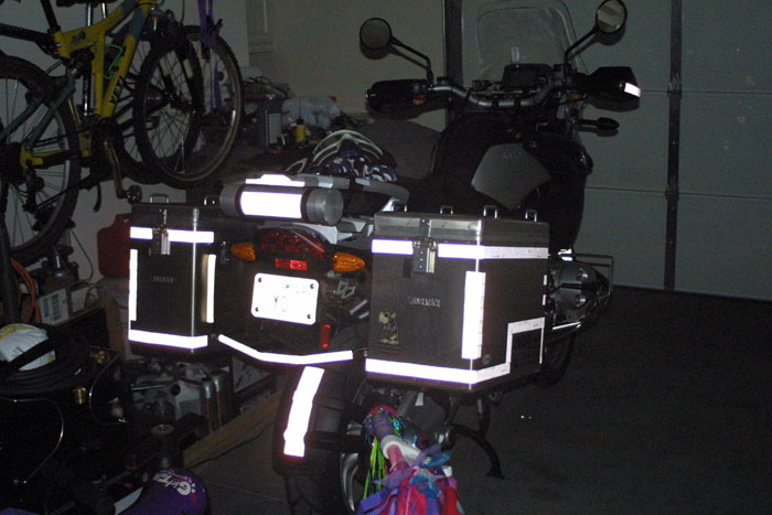 BMW R1200 motorcycle with SOLAS tape